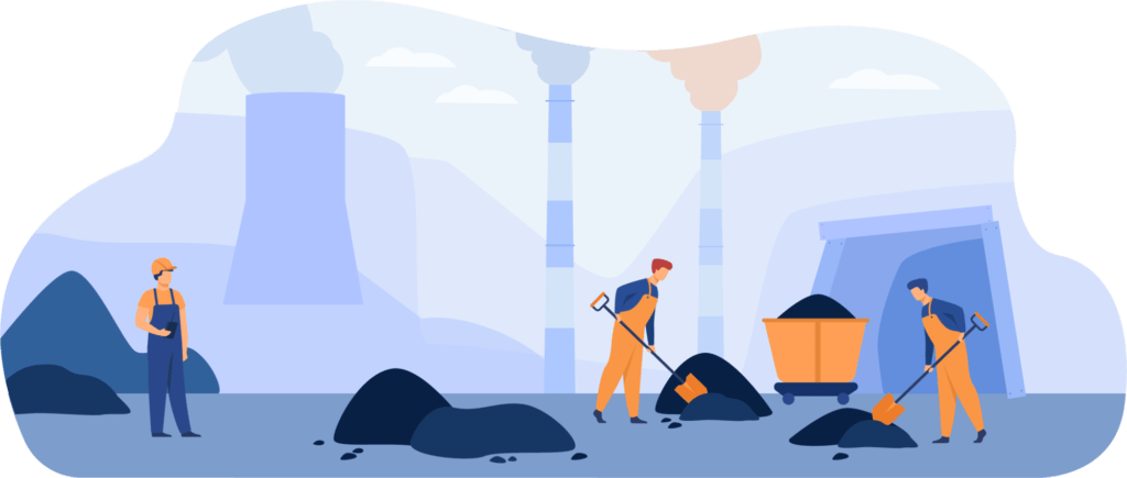 Illustration : la première révolution industrielle, mine et charbon